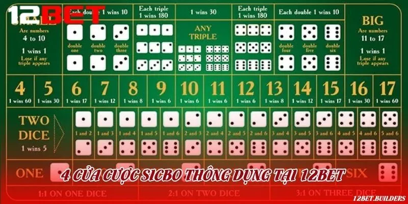 Những cửa cược thường gặp trong Sicbo online