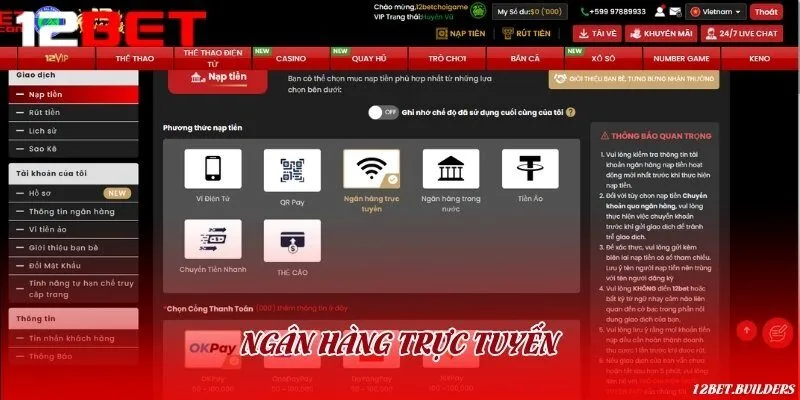 Đơn giản hóa quá trình nạp tiền với phương thức giao dịch ngân hàng trực tuyến